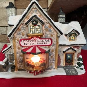 Santa’s Workbench Licorice & Lollipops Confectionery lighted Christmas house